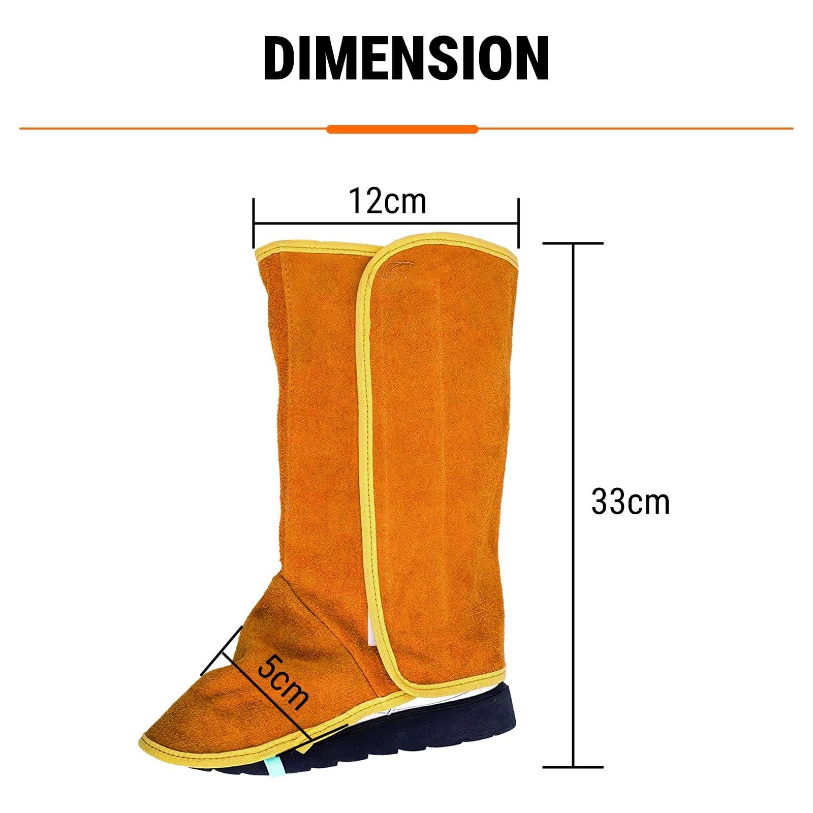 Polainas Soldador, 1 Par Espigas de Soldadura de Cuero, Protector Botas Soldador, Resistentes al Fuego y a la Abrasión, para Pies y Pantorrillas