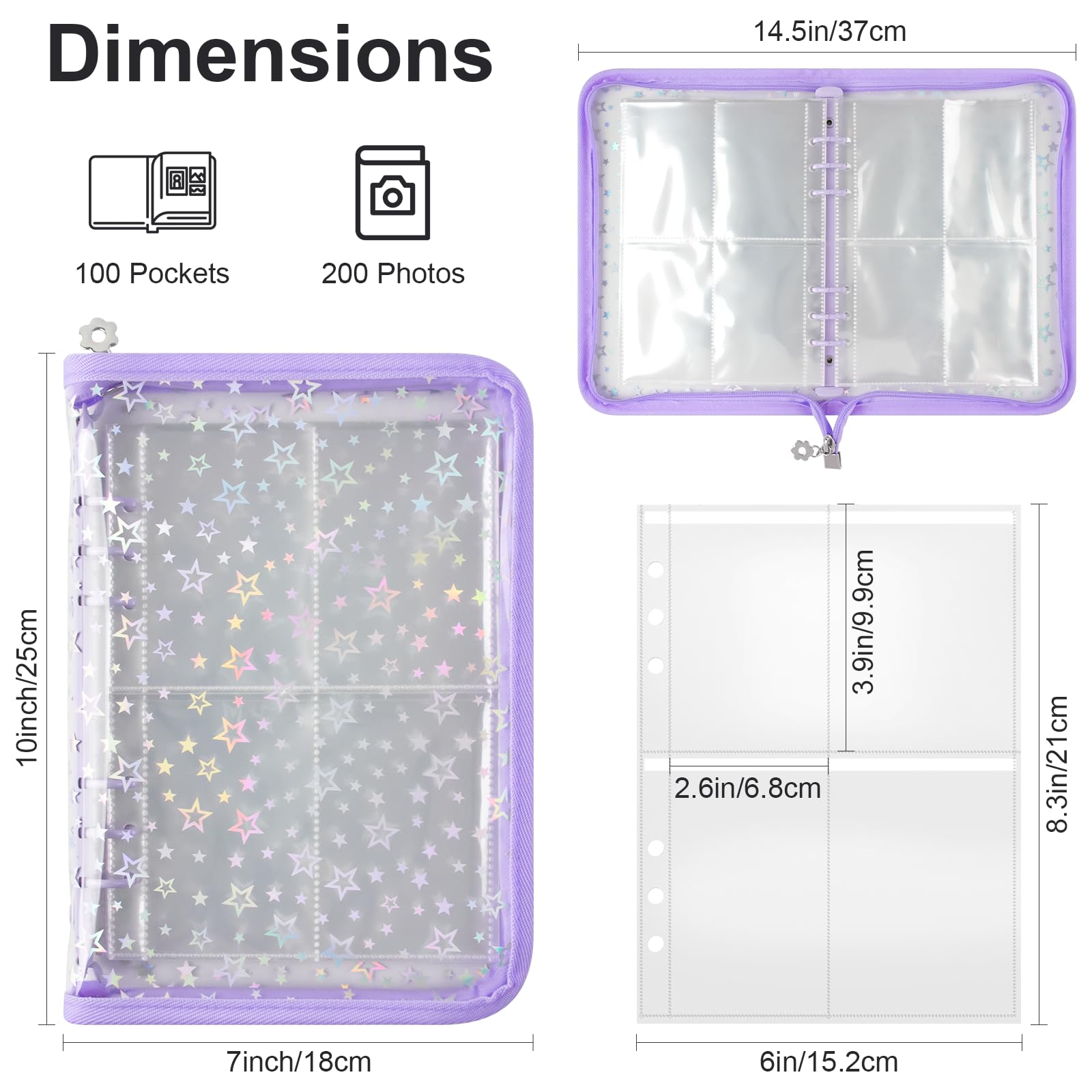 A5 Kpop Photocard Binder with 25 Inner Pages 4-Pocket Card Pages, 6 Ring A5 Binder Card Collector Album with 200 Card Slots - Image 2