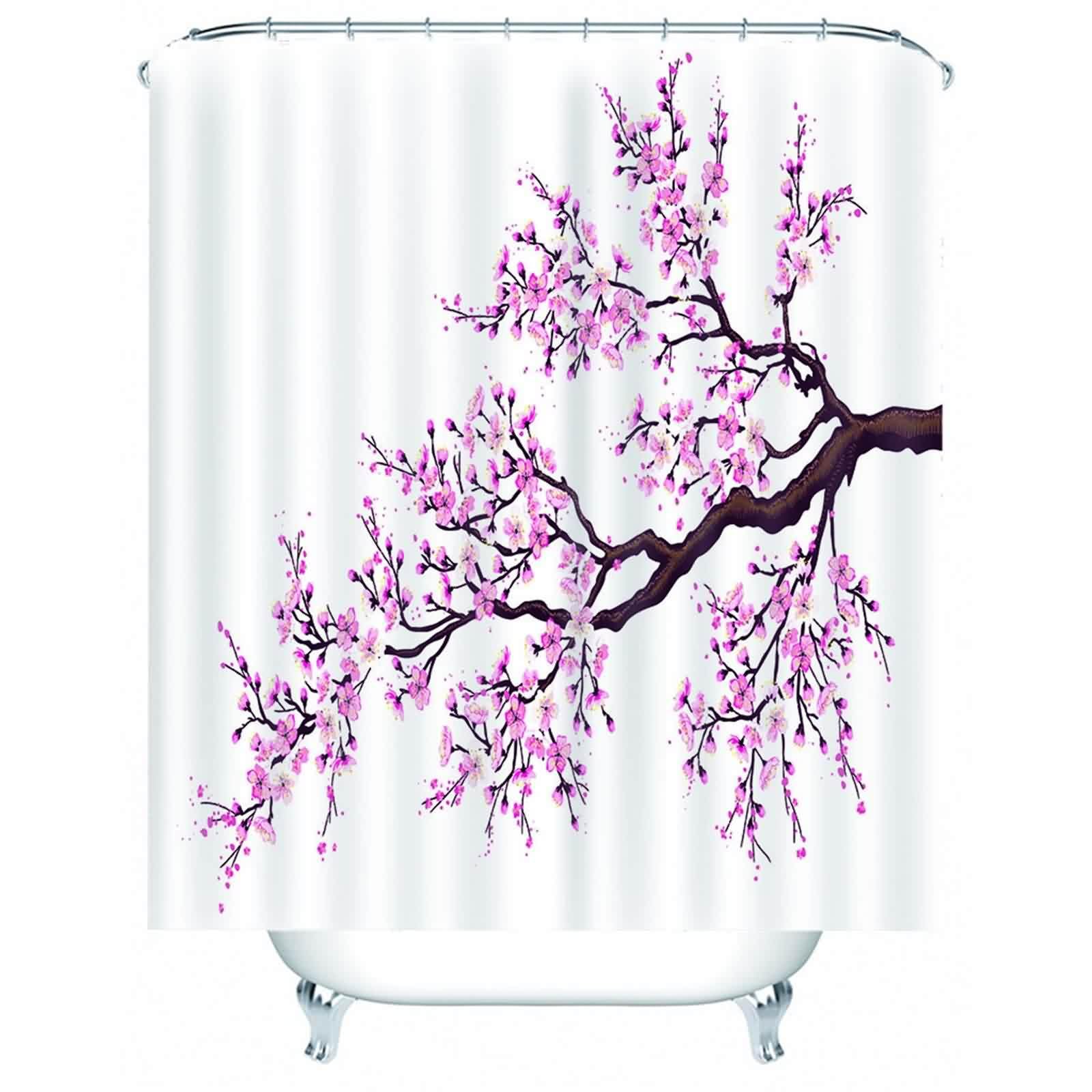 Rideau bain rose à fleur de pêche idéal pour douche de camping-car