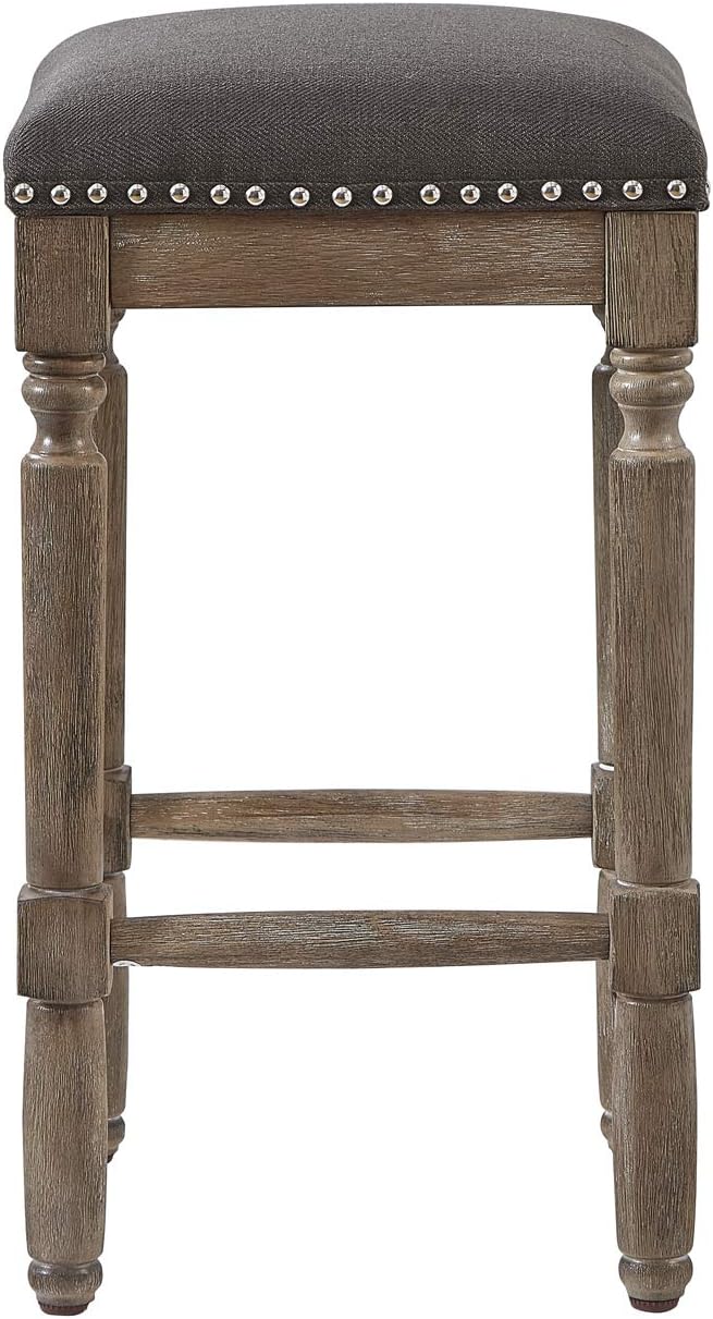 Ball& Cast Counter Height Barstool Upholstered Grey Fabric Counter Stool Weathered Oak Finish 2-Pack 26" H: Furniture & Decor