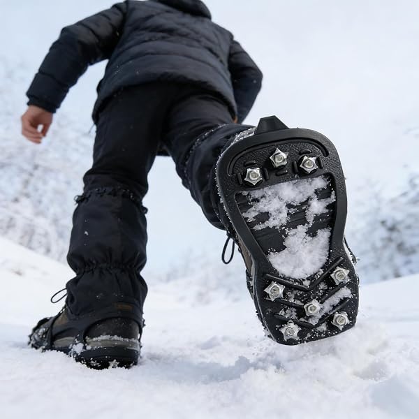 2 pezzi portatili 8 clip inverno escursionismo Spikes | Picchi di ghiaccio per scarpe, scarpe stivali pinze ghiaccio – per escursionismo, arrampicata, pesca, alpinismo, arrampicata, attività - 2