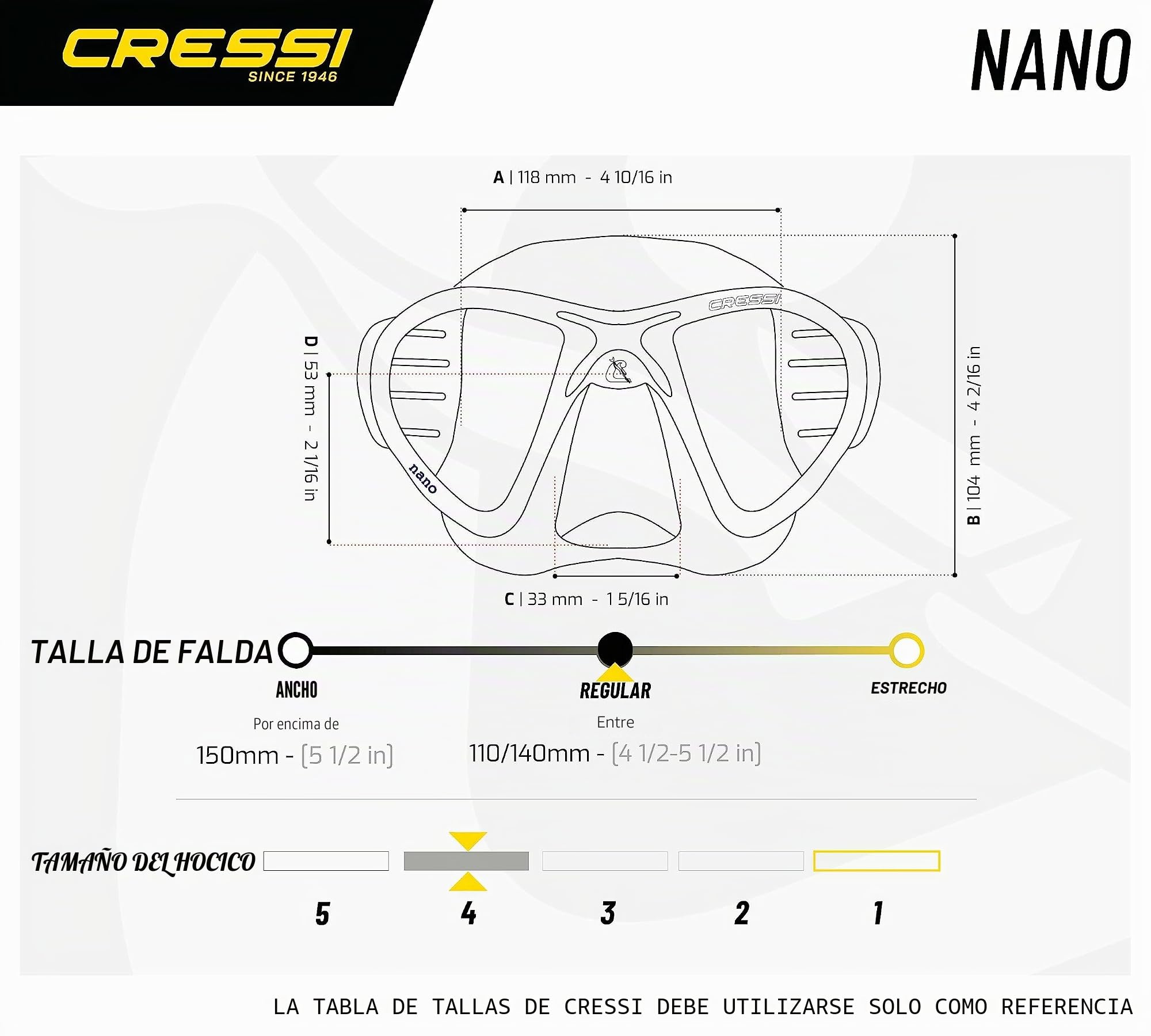 Cressi Nano 50 - Gafas/Máscara de Buceo