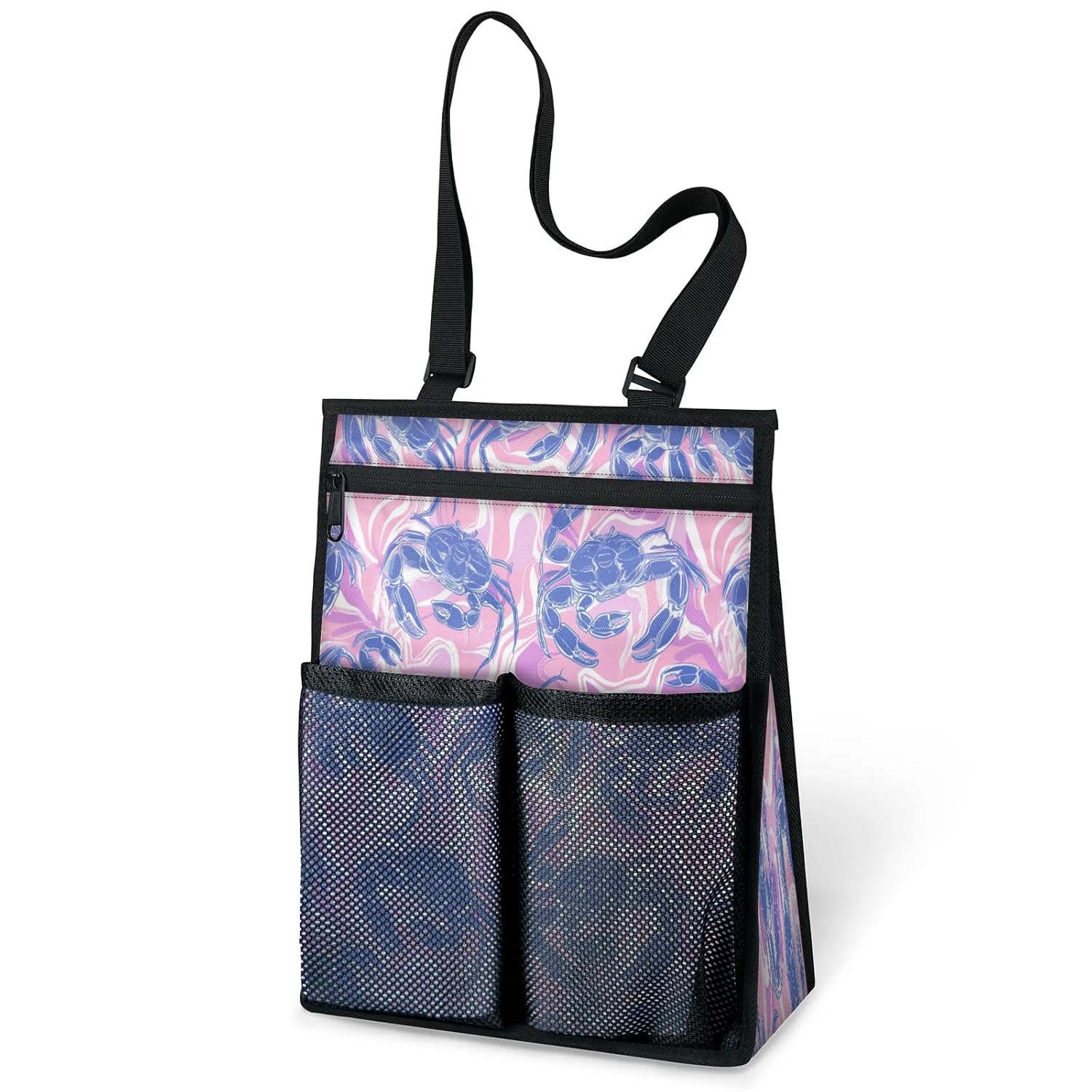 Ourtheme Crab Print Portable Shower Bag for Travel Gym Camp Beach Tote Shower Caddy Bags Hanging Toiletry Organizer