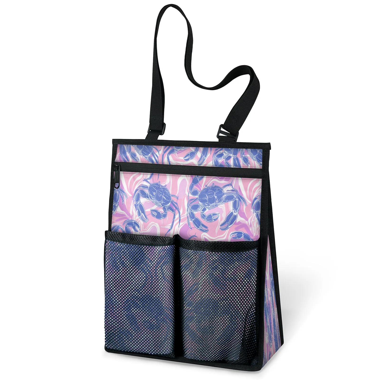 Ourtheme Crab Print Portable Shower Bag for Travel Gym Camp Beach Tote Shower Caddy Bags Hanging Toiletry Organizer