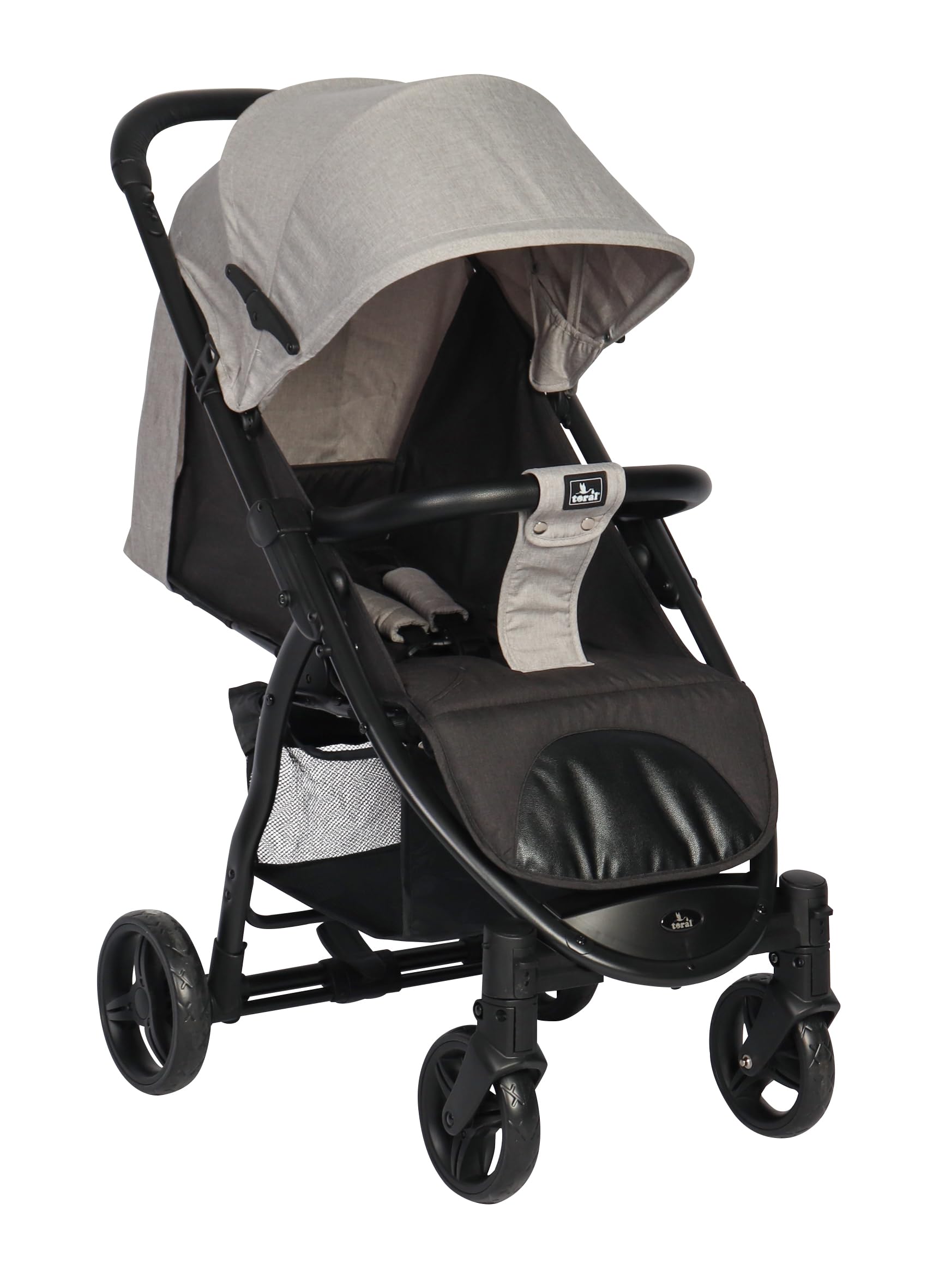 Toral Silla de Paseo Ligera Modelo Atenas hasta 22 kilos - Silla Paseo Ligera o Carrito bebe con Arnés, Respaldo Reclinable y con Capota Ajustable - Carro Bebe Color Gris
