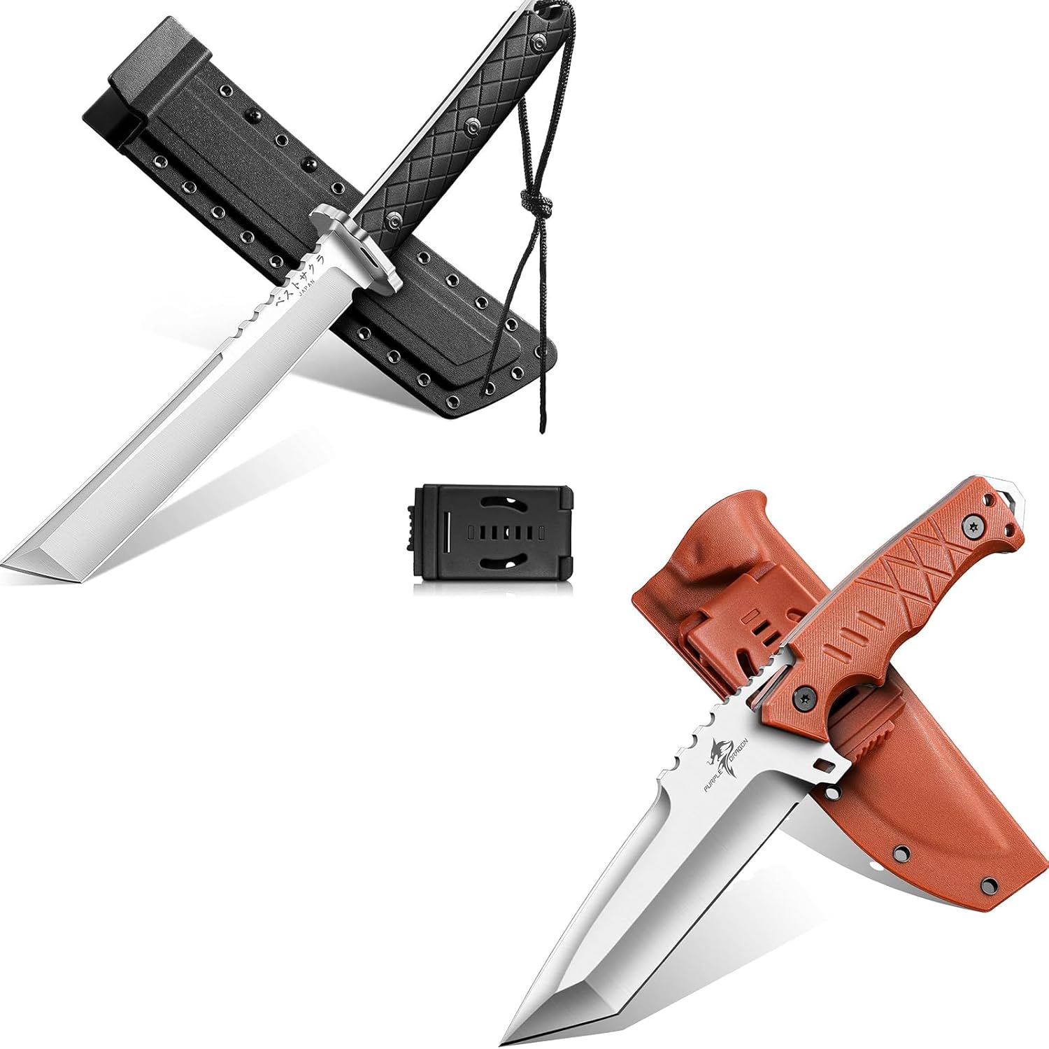 Purple Dragon Camping Knife-Japanese Tanto Knife with Sheaths