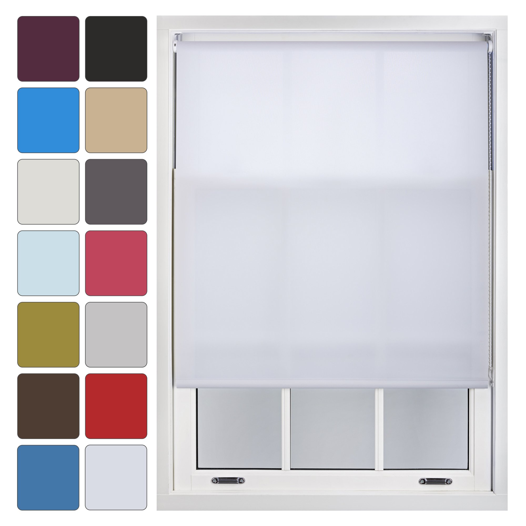 FURNISHED Blinds Window Custom Made to Measure Daylight Roller Blinds - Sheer Non-blackout Blind Opaque Fabric Shades Easy Fit Window Blinds, White up to 210W x 165H cm