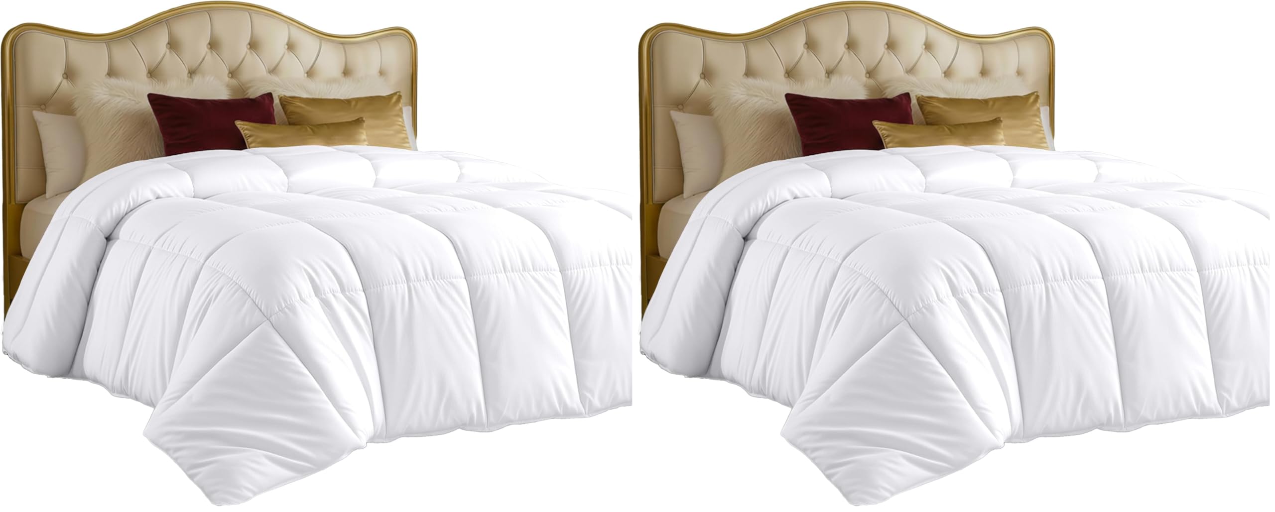 Utopia Bedding Comforter Full Size 82 x 86 Inches White, All Season Duvet Insert, Down Alternative Box Stitched Bed Comforter with Corner Tabs, Machine Washable (Pack of 2)