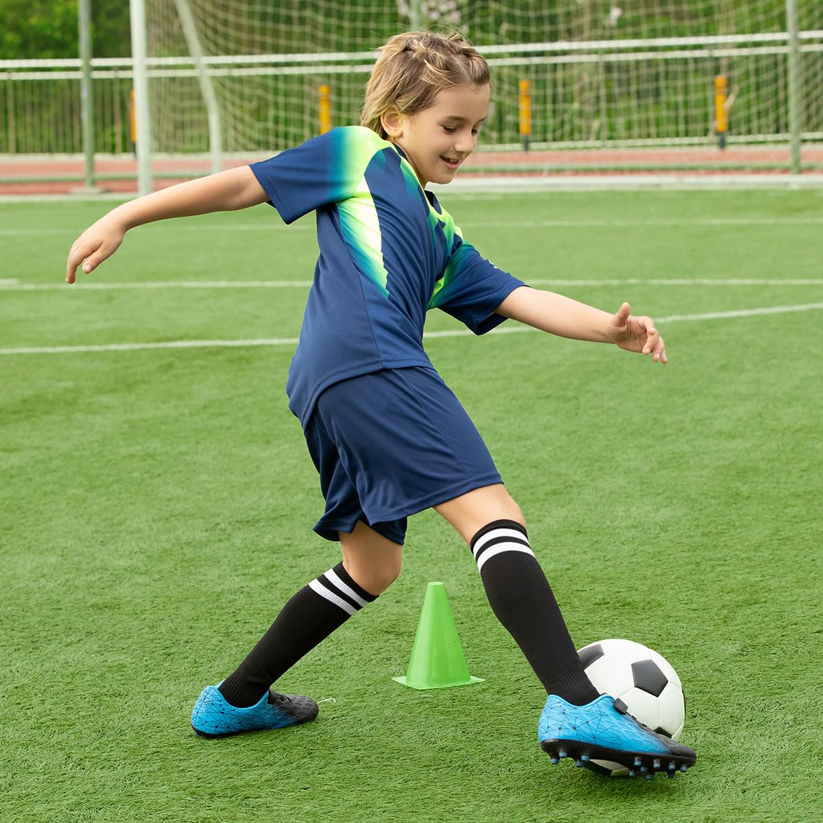 JABASIC Kids Firm Ground Botas de Fútbol Niños Niñas Deportivo Zapato de Fútbol