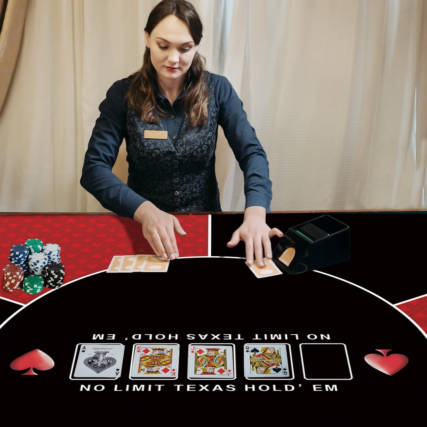 LaiEr 60/80/100/120/140/160cm Quadratische Poker Matte Texas Hold'em Poker Gummimatte Poker Topper für Tische Faltbare Tragbare Poker Tischplatte Layoutw für Poker Spiele Blackjack Casino(140 * 140cm)
