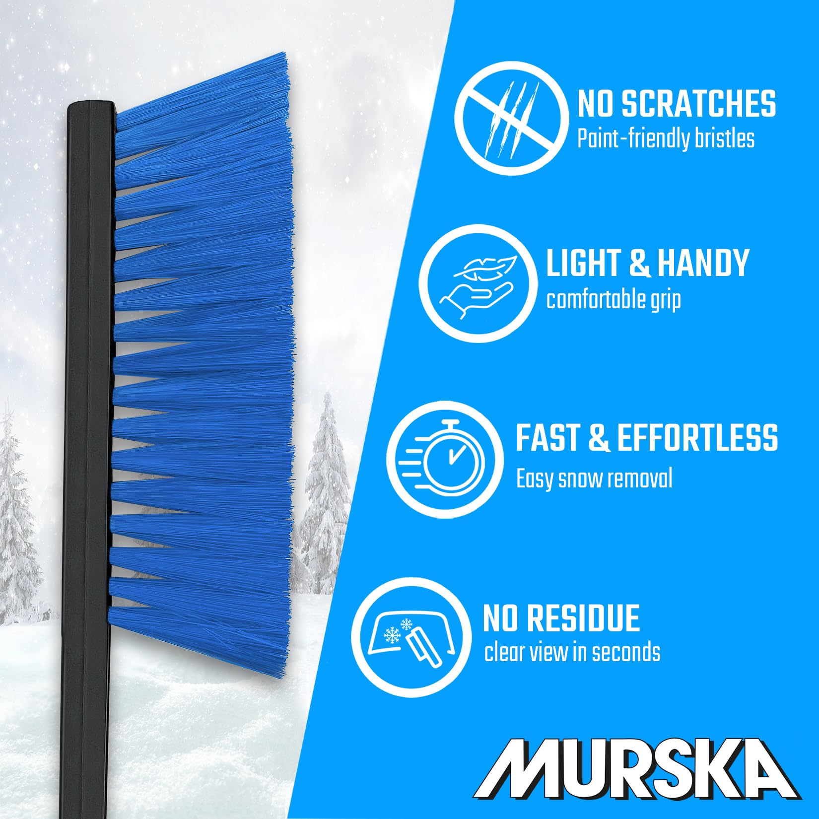 L&P A059-2 Spazzola da Neve Lunga Invernale per Auto 2 Pezzi Nero Blu