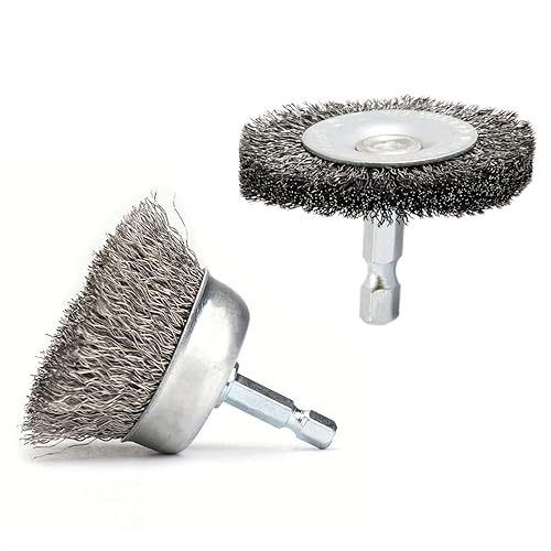 Cepillo de alambre de 2 pulgadas, rueda hexagonal de 14 de pulgada y cepillo de copa para taladro, cepillo de alambre de acero al carbono prensado
