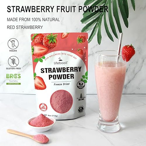 Miniatura 3 de Polvo de fresa liofilizado para hornear, vegano, sin OMG, sin gluten, sin aditivos ni conservantes, 4 onzas