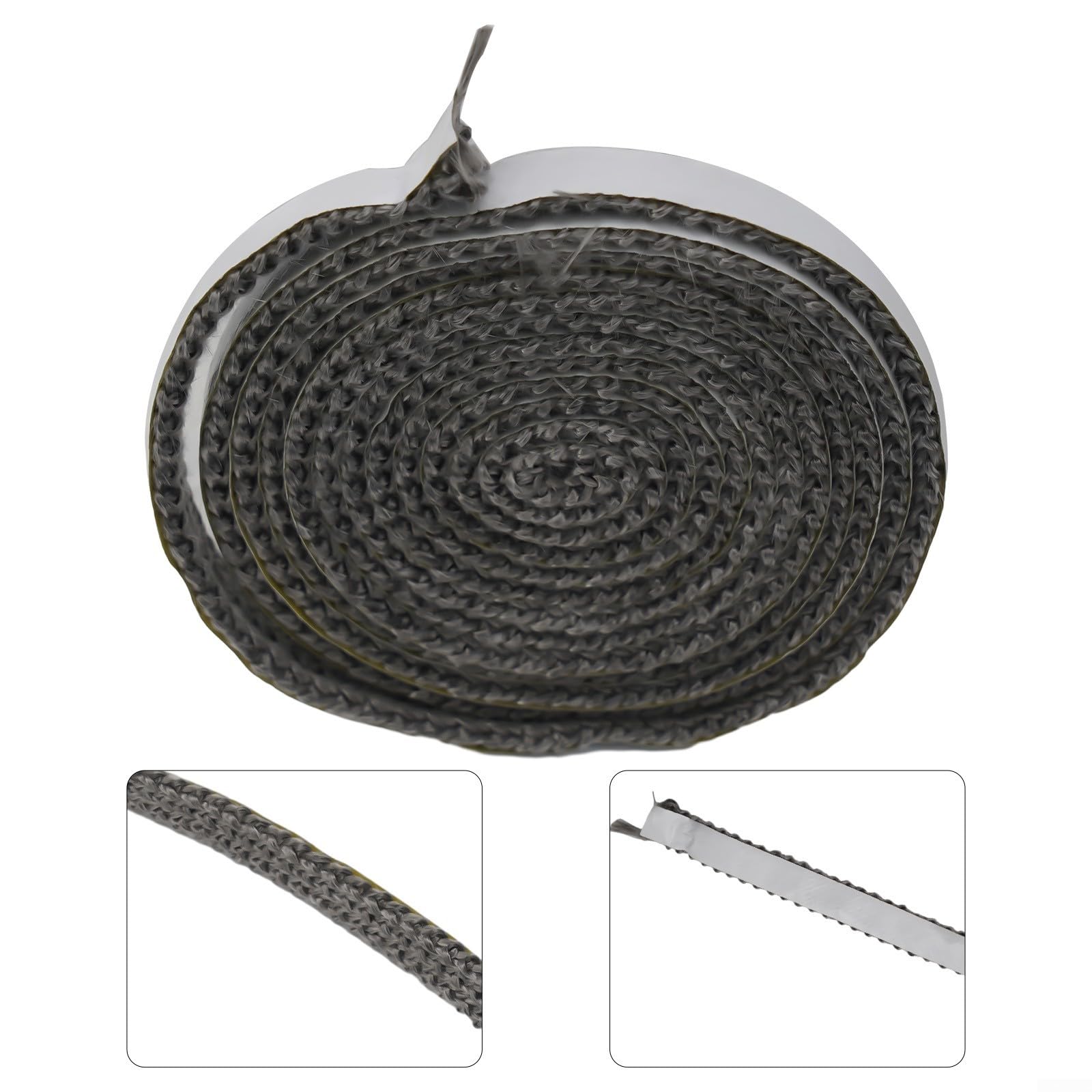 Corda piatta per stufe, Guarnizione in vetro con corda nera for stufa in fibra di 10 mm/15 mm x 2 for, caldaia, forno(10mm)