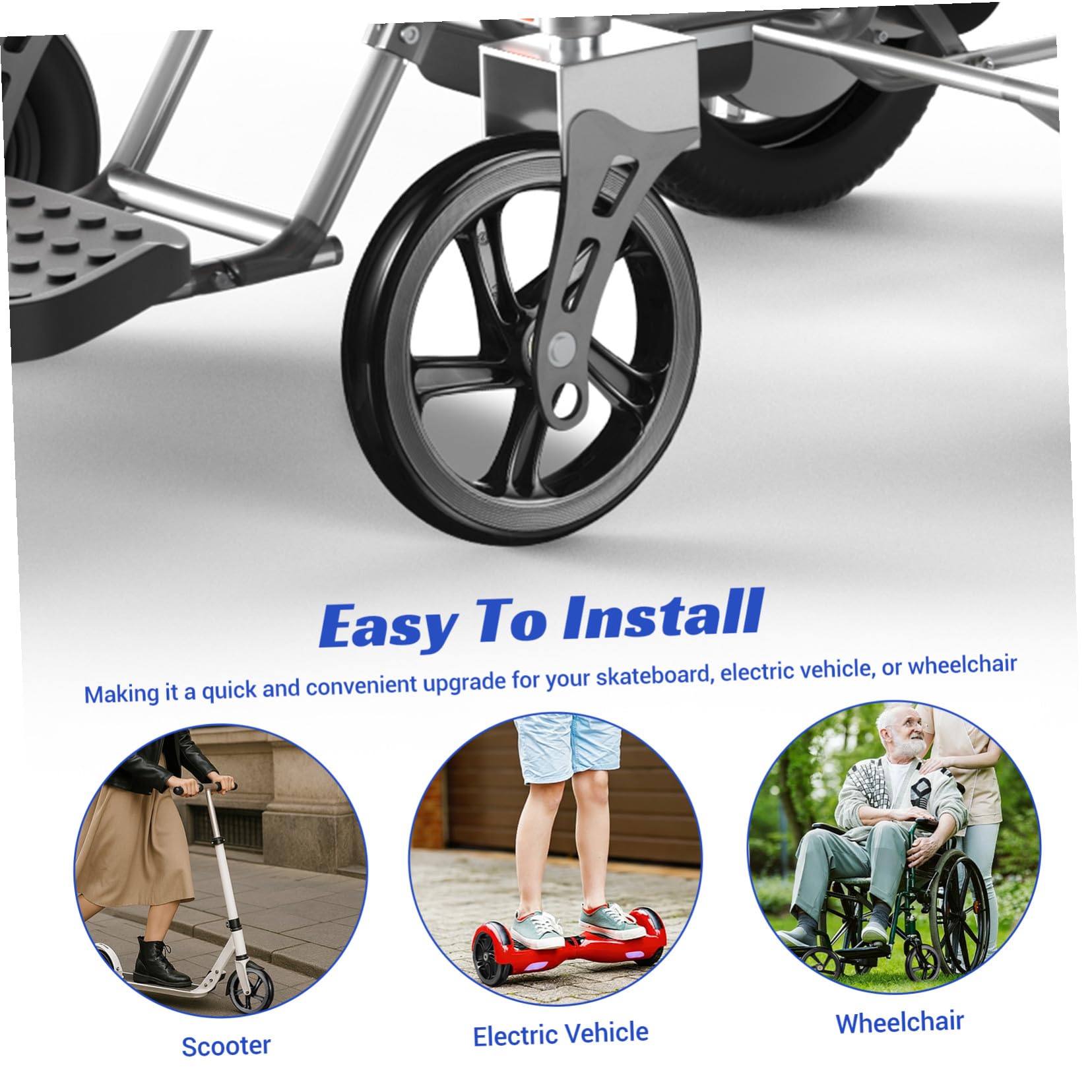 Ruote in Poliuretano per Scooter 175mm, Set 2 Pezzi, Ruote di Ricambio per Monopattino Acrobatico, Sedia a Rotelle e Veicoli Elettrici, Resistenti All’usura e Facili da Installare