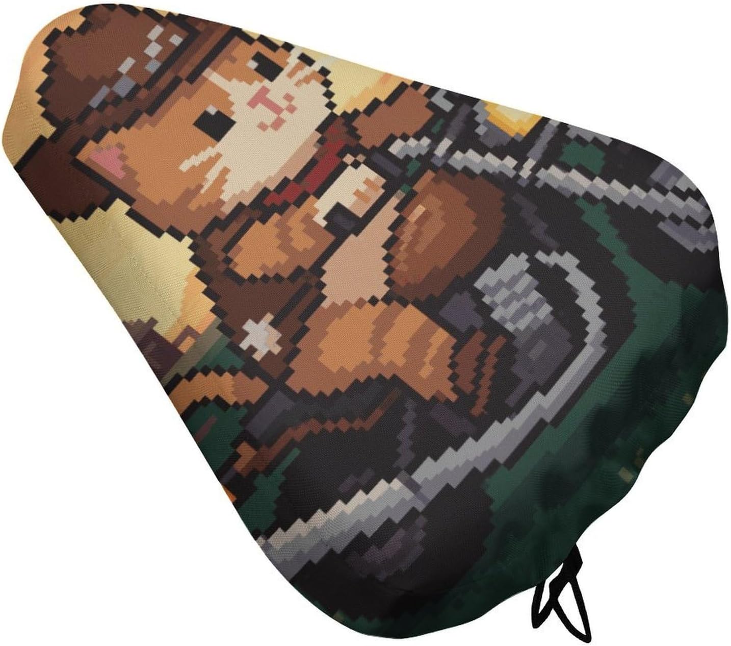 Waterproof Bike Seat Cover with Drawstring -Cat Riding A Motorcycle Universal Exercise Bike Seat Cushion for Men & Women, Comfortable Non-Slip Bicycle Saddle Cover for Road/Mountain Bikes