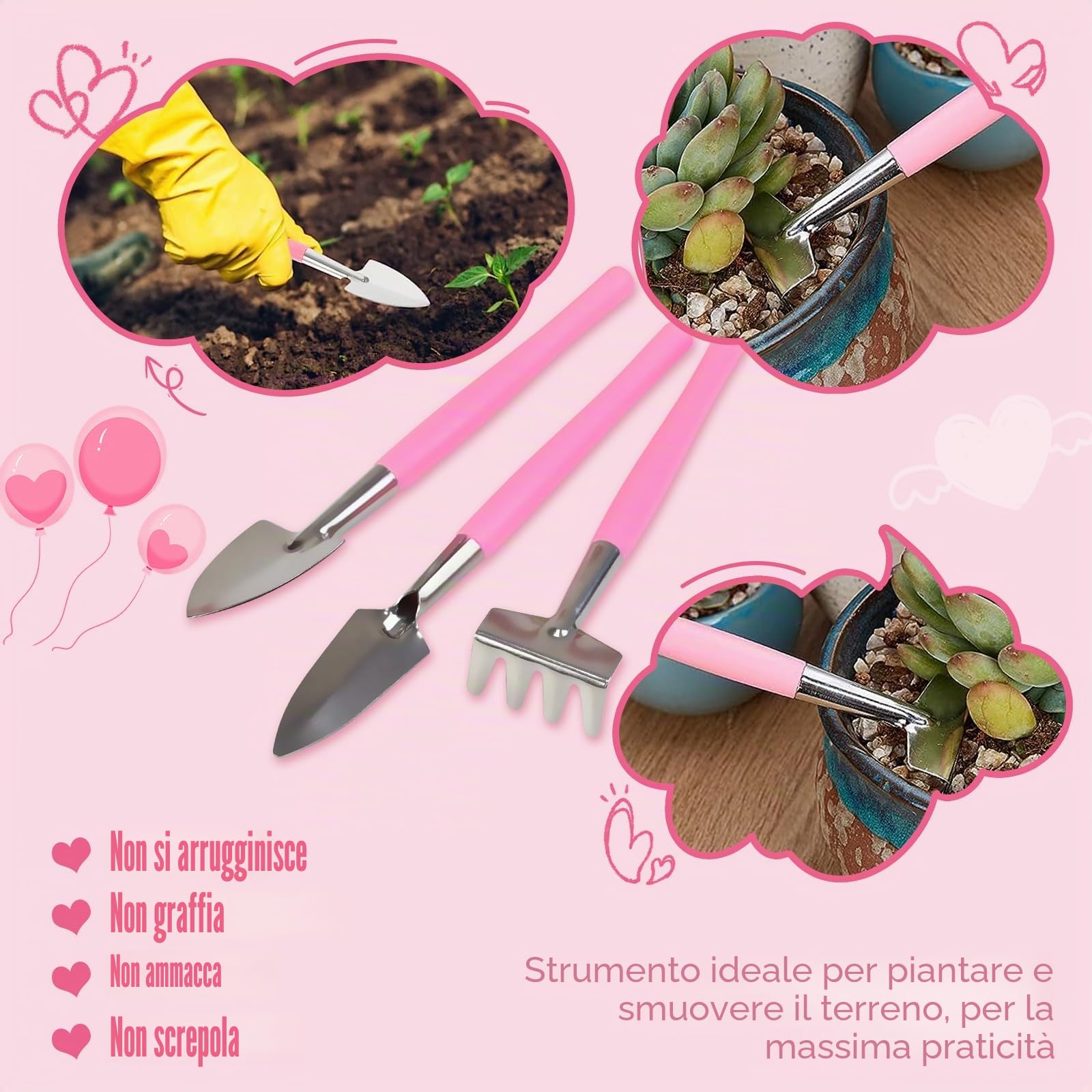 Stanew Set di Attrezzi da Giardino per Bambini, Set Giardino Bambini, Kit Giardinaggio Bambini (Rosa) Include Secchio, Grembiule,Guanti da Giardino per Bambini,Paletta Giardinaggio,Borsa da Giardino