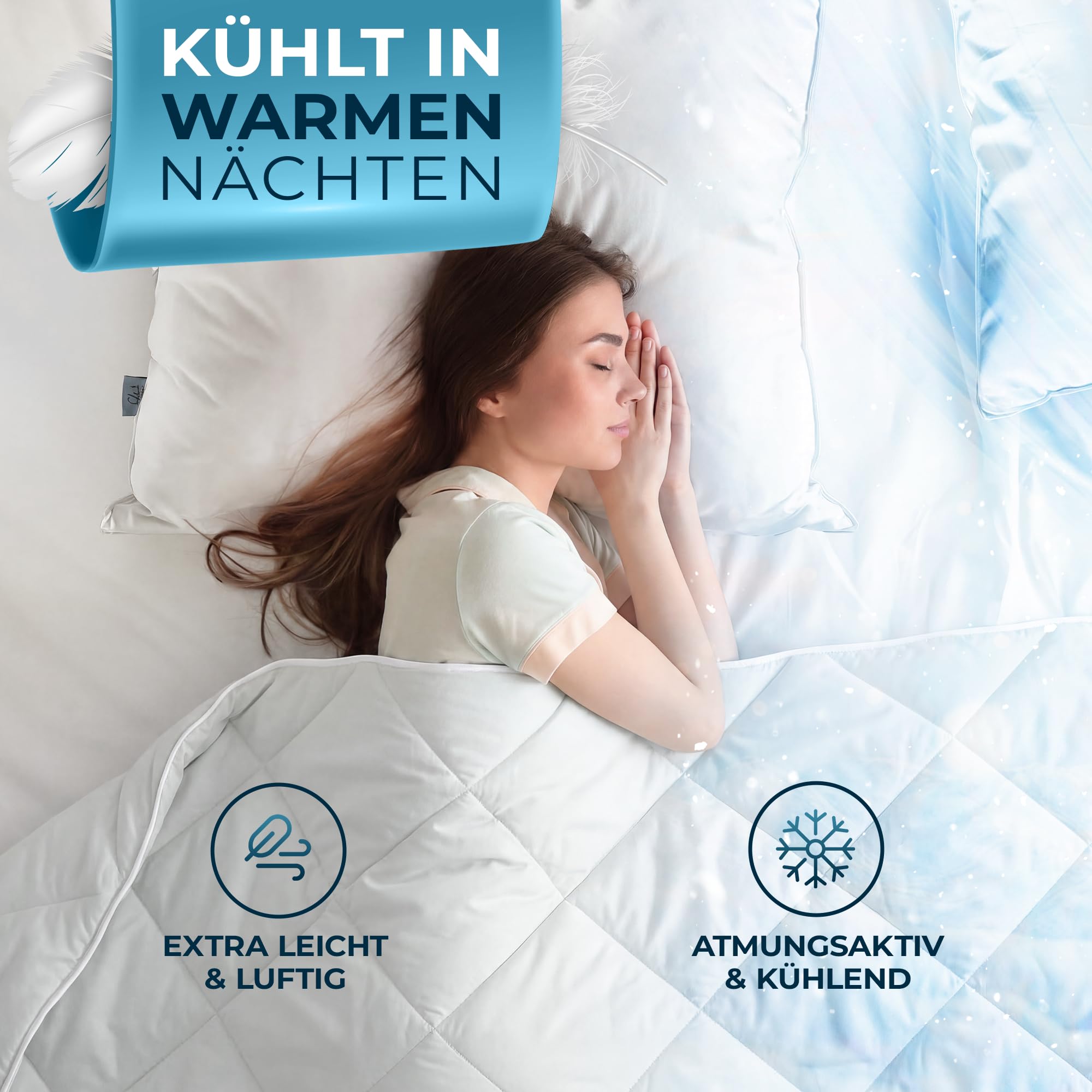 Glückstoff Sommerdecke 135x200cm Öko-Tex Füllung Leichte Kühlende Bettdecke