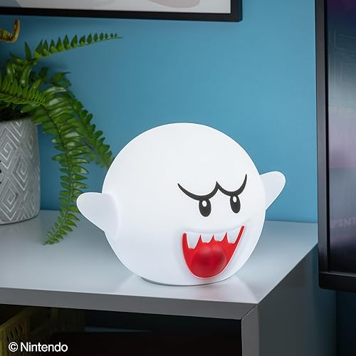 Miniatura 2 de Paladone Super Mario Boo SquishyGlo Light - Lámpara de silicona con licencia oficial de Nintendo para niños y adolescentes, luz nocturna inalámbrica