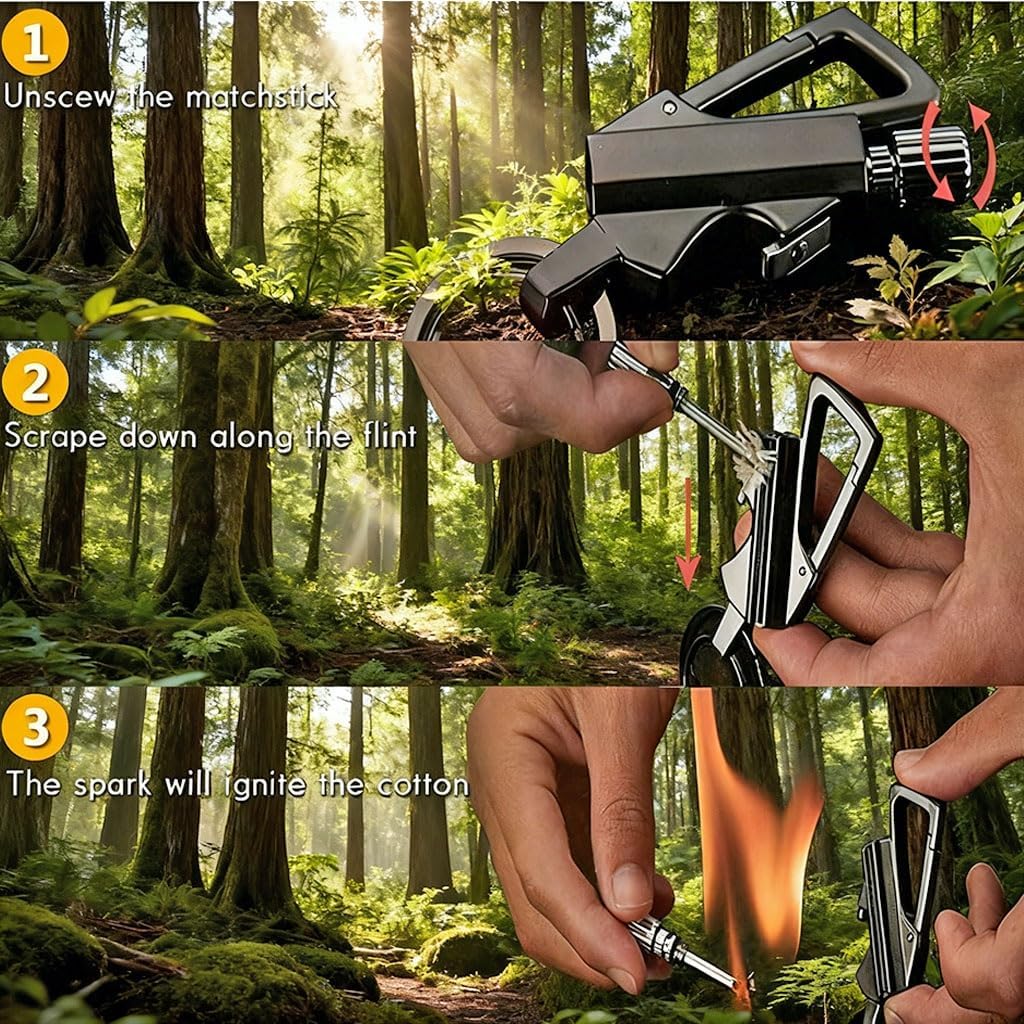Permanent Match Infinity Lighter, Multitool Keychain Lighter with Bottle Opener, Waterproof, for Outdoor Survival(2pack 2)