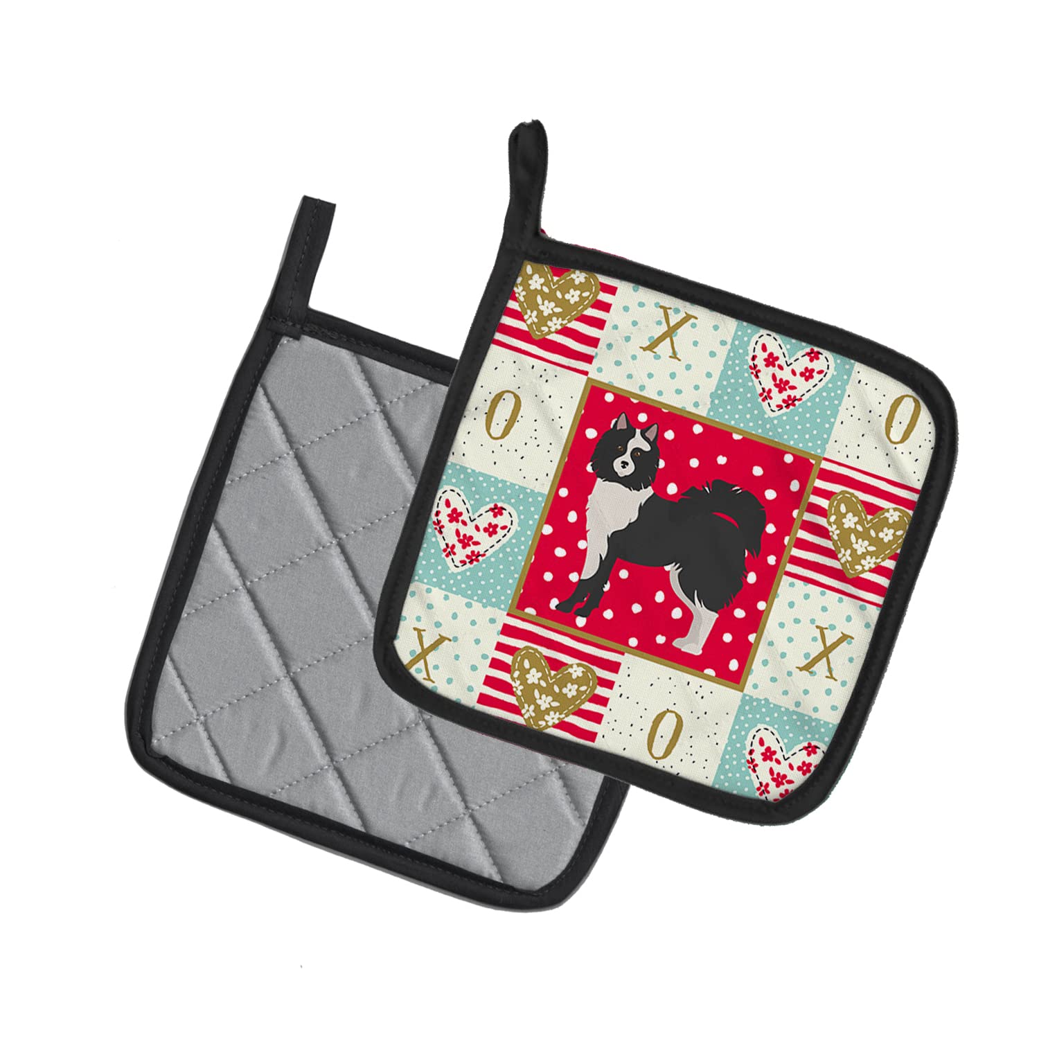 Caroline's Treasures Carolines Treasures CK5829PTHD Elo Dog #2 Love Topflappen, Stoff, Mehrfarbig, 7.5HX7.5W