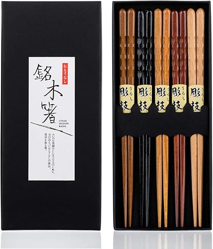 Miniatura 5 de Heim Concept Juego de palillos de madera natural reutilizables chinos, coreanos, japoneses, palillos de bambú