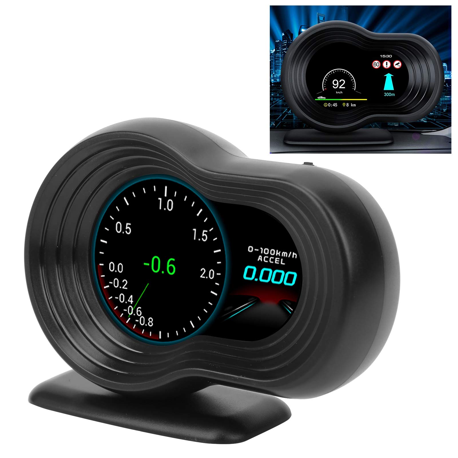 Monitor HUD Head Up Display universale OBD2 e GPS Dual Mode, proiettore per auto multifunzionale per velocità, tensione e giri al minuto, schermo LCD ad alta definizione con