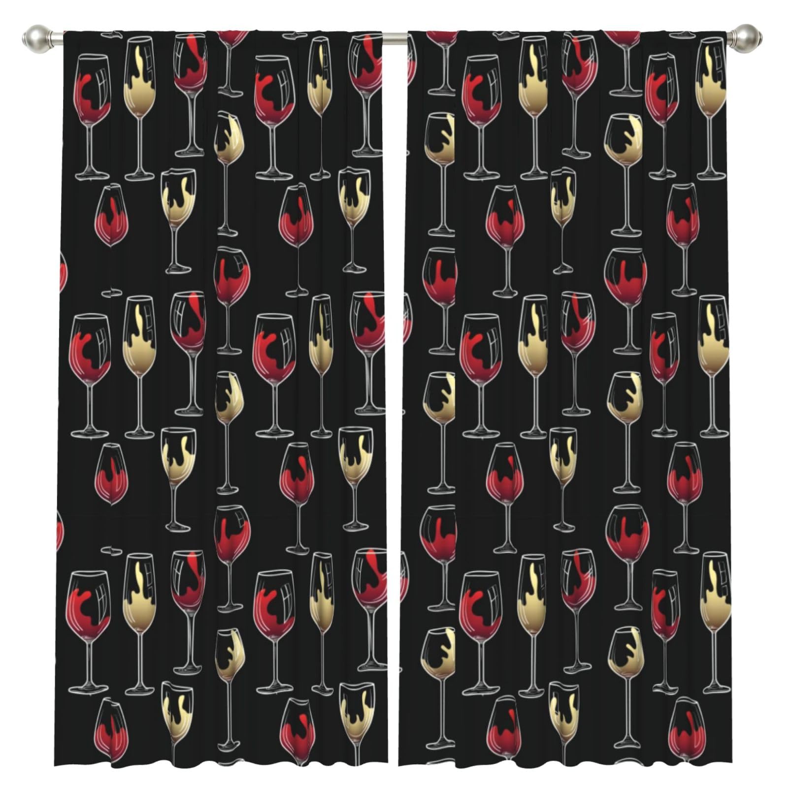 InOmak Wine Glass, 2 Panels Window Curtains 52 x 84 Inch Blackout Curtains for Living Room Bedroom