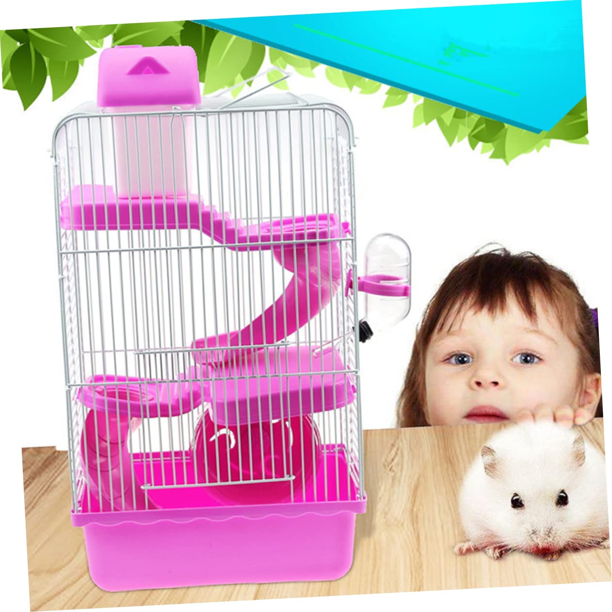 Happyyami Hamsterkäfig Haustierkäfig Chinchillakäfig Aus Kunststoff Mit Laufrad Und Wasserkanne Für Kleine Haustiere