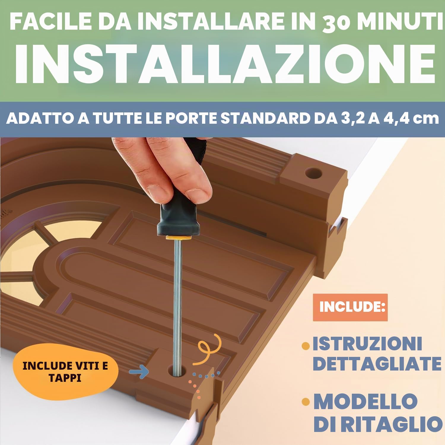 Porta interna per gatti – Meow Manor, porta per animali domestici extra large, 25 x 28 cm, porta interna per gatti fino a 13,6 kg, facile installazione fai da te, installazione sicura in pochi minuti,
