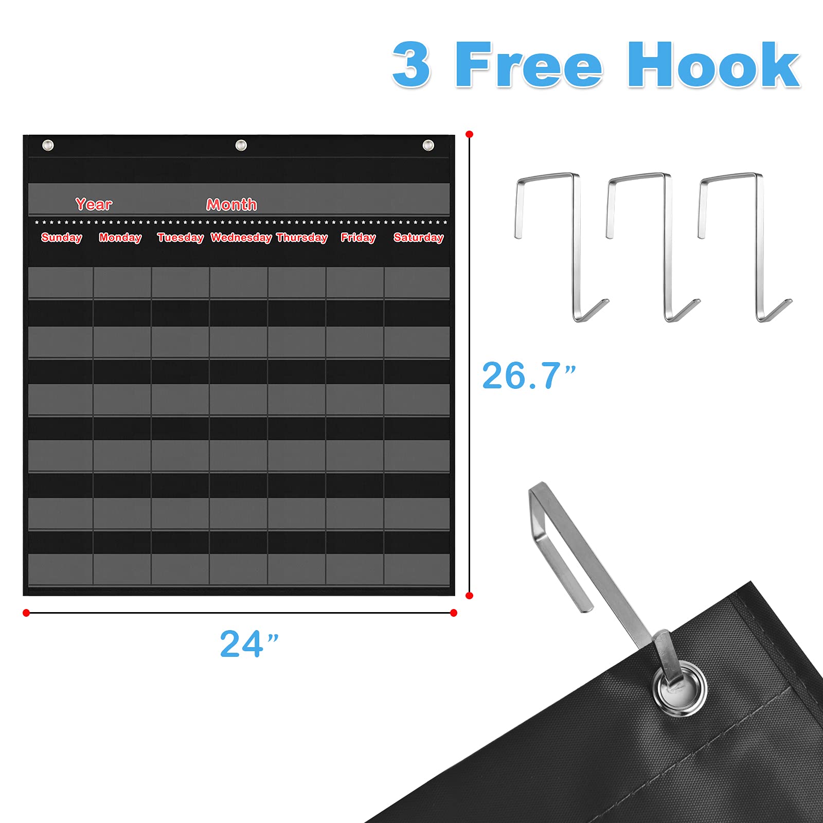 Buy Classroom Calendar Pocket Chart, School Calendar for Kids Learning