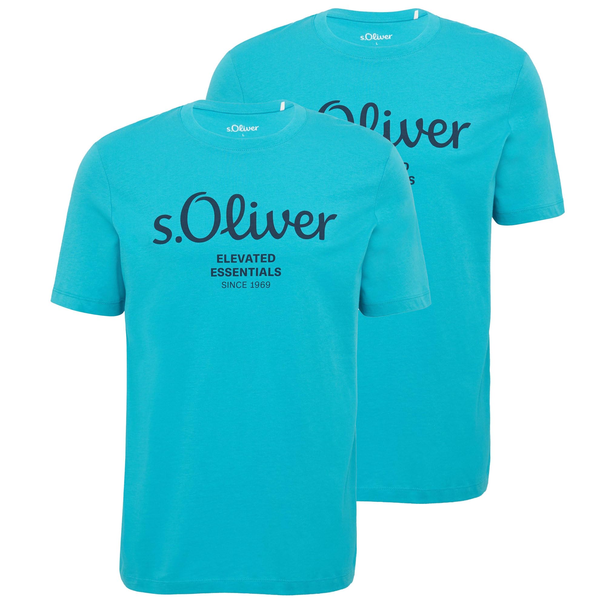 s.Oliver Herren T-Shirt mit Logodruck (DE/NL/SE/PL, Alphanumerisch, M, Regular, Regular, 2 x Cyan)