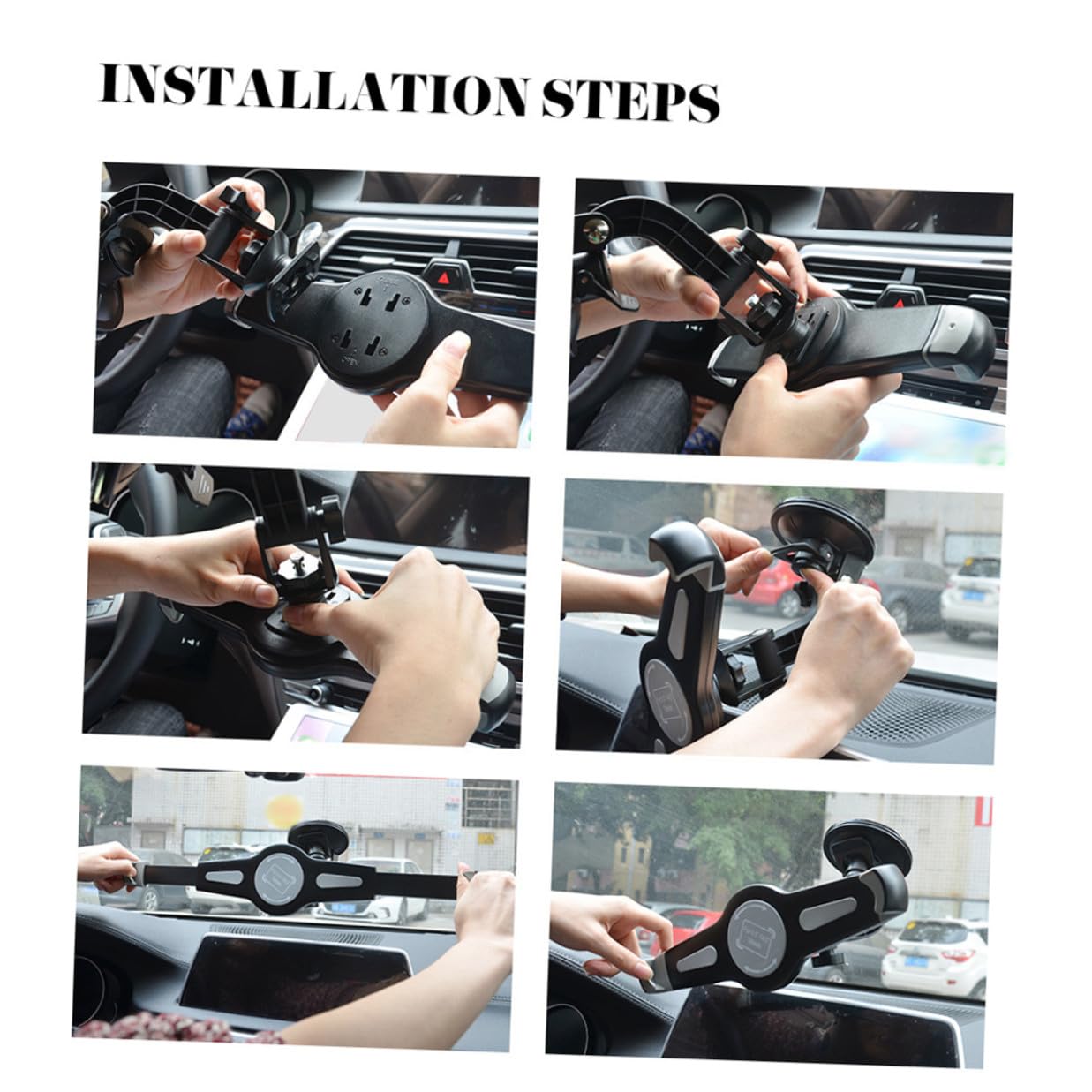 GALPADA Supporto Tablet Auto con Grande Braccio per Navigatori Montaggio Veicolare Stabile e Resistente Nero