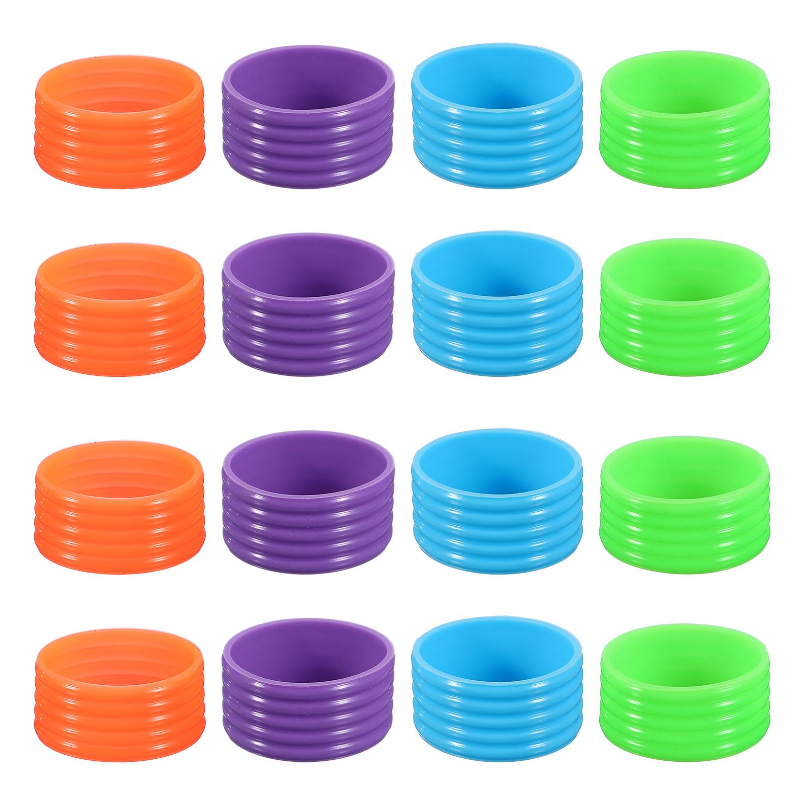 YELARXI Silicone Racquet Grip Band Ring, Anti-Slip Racquet Rubber Rings, Absorbent Overgrip 16 Pcs & Orange/Purple/Green/Blue -Fitting for (Badminton/Pickleball/Tennis Rackets) — image 1