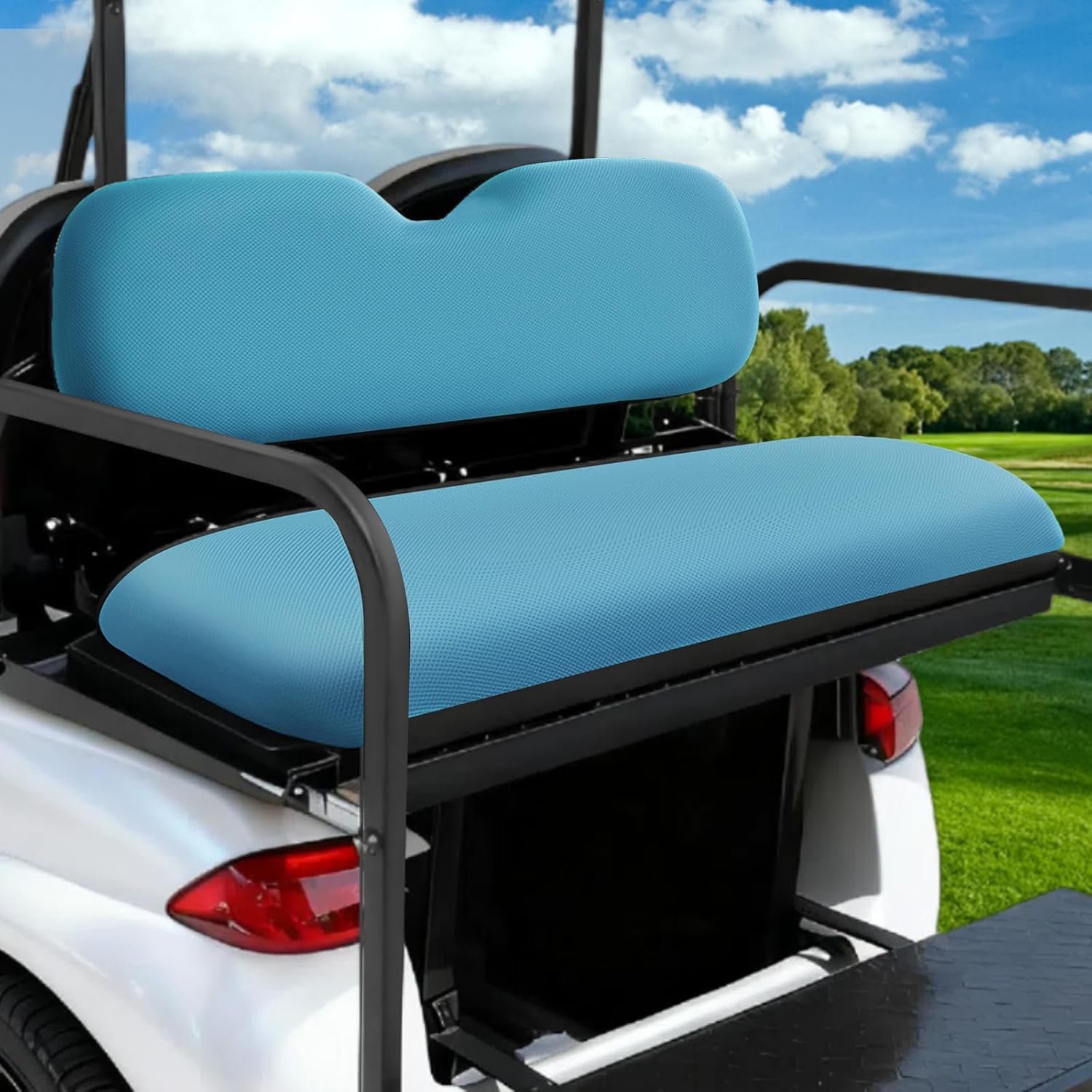 Universal Golf Cart Rear Seat Covers Set Fit for Club Car EZGO Yamaha Aftermarket Regular Back Seat Cushion,Durable Stretchy Washable Breathable Air Polyester Mesh Cloth