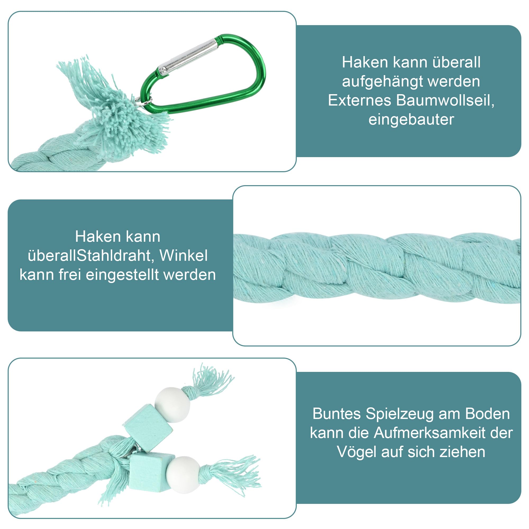 Aleawol 150 cm corda per arrampicata a spirale per pappagalli, trespolo in corda per uccelli con funzione di arrampicata e posizione eretta