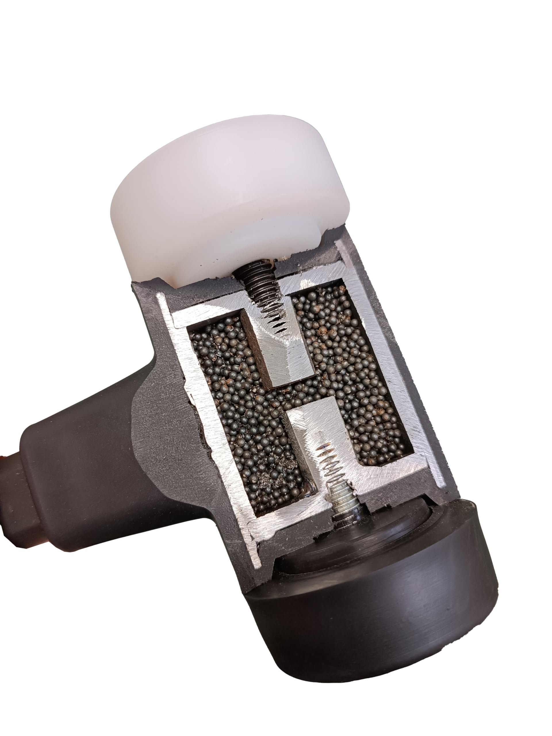 MIVOS Martello senza contraccolpo, 1350 g, con manico in fibra di vetro 2 K, Ø 65 mm, martello per pavimentazione con doppia testa in nylon e gomma, martello di montaggio con testa intercambiabile,