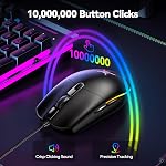 TECKNET Wired Gaming Mouse - Ergonomic Wired Mouse with 8000 DPI, 6 Programmable Buttons, RGB Backlighting, 1000Hz Polling Rate, Gaming Mice for Laptop/PC