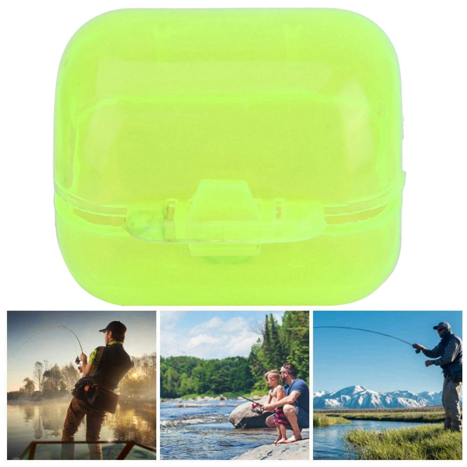 Caja de Anzuelo de Pesca -50 Piezas de plástico Amarillo Fluorescente Calamar señuelo Anzuelo Caja Cubierta Accesorio de Pesca