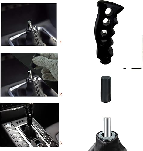 Miniatura 2 de Lunsom Pomo de palanca de cambios de coche de la palanca de cambios de la cabeza del palillo para la mayoría de vehículos manuales (negro)