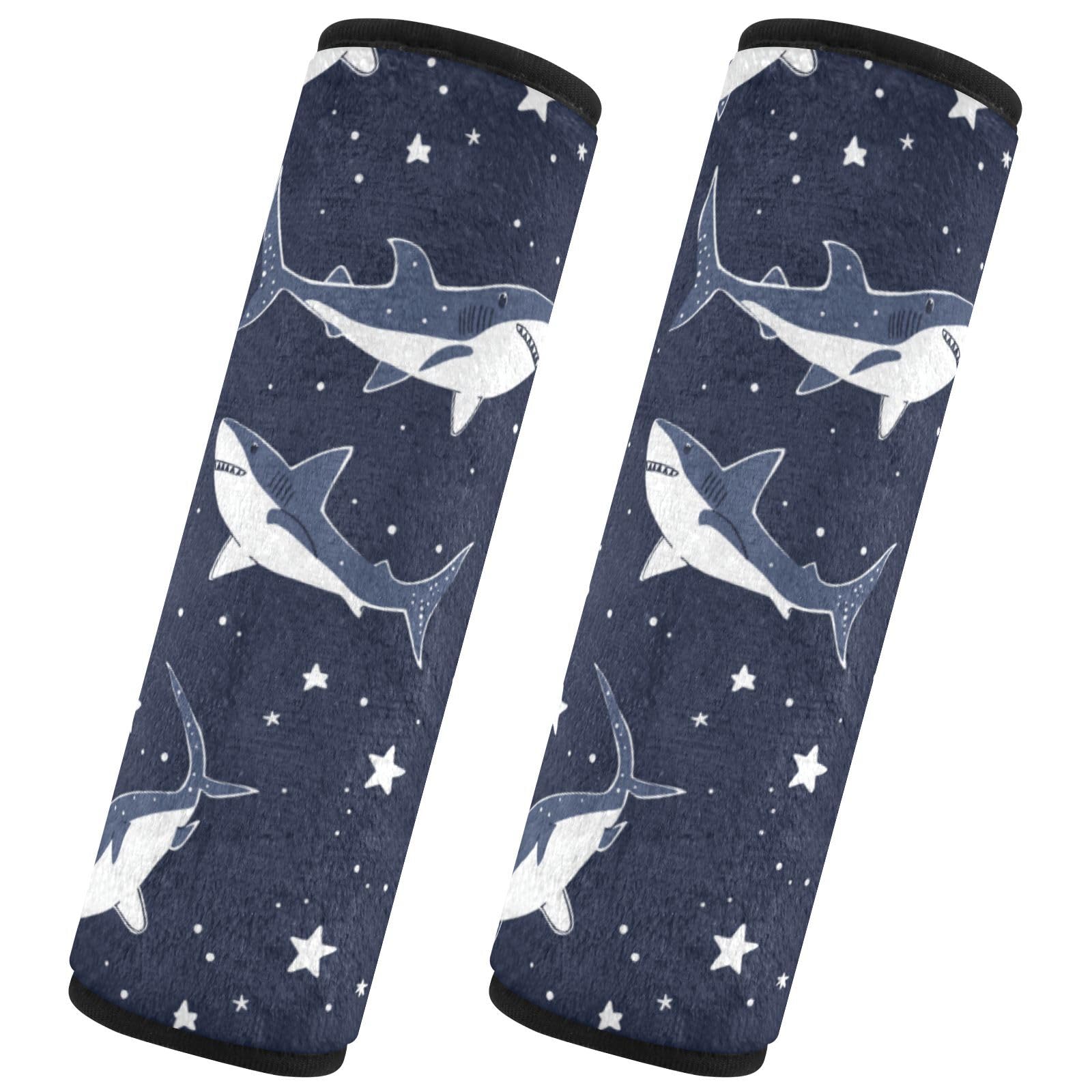 Seat Belt Covers 2 Pack Cute Sharks Car Seat Strap Covers Super Soft Stars Car Seat Neck Cover for Boys Girls Adults Babies M
