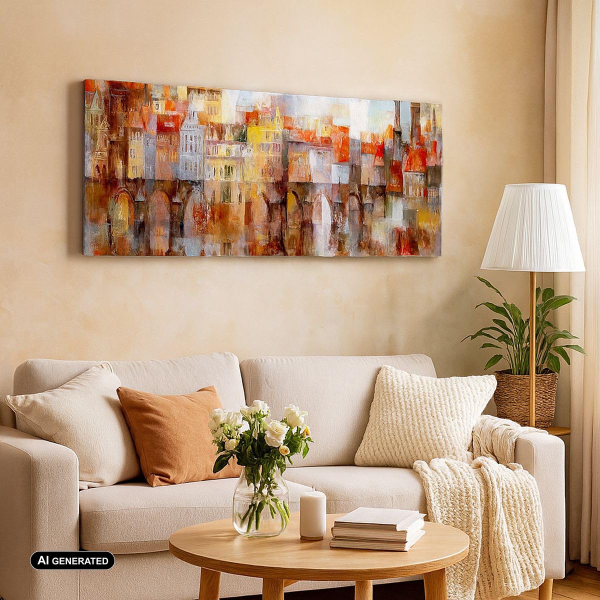 Stampe da Parete 160x50 cm Quadro su Tela Astratto Architettura - 3476 | Città Caseggiato popolare Casa Quadro Decorativo XXL 1 pezzo Soggiorno Arte da Parete Decorazione da Parete ARTTOR