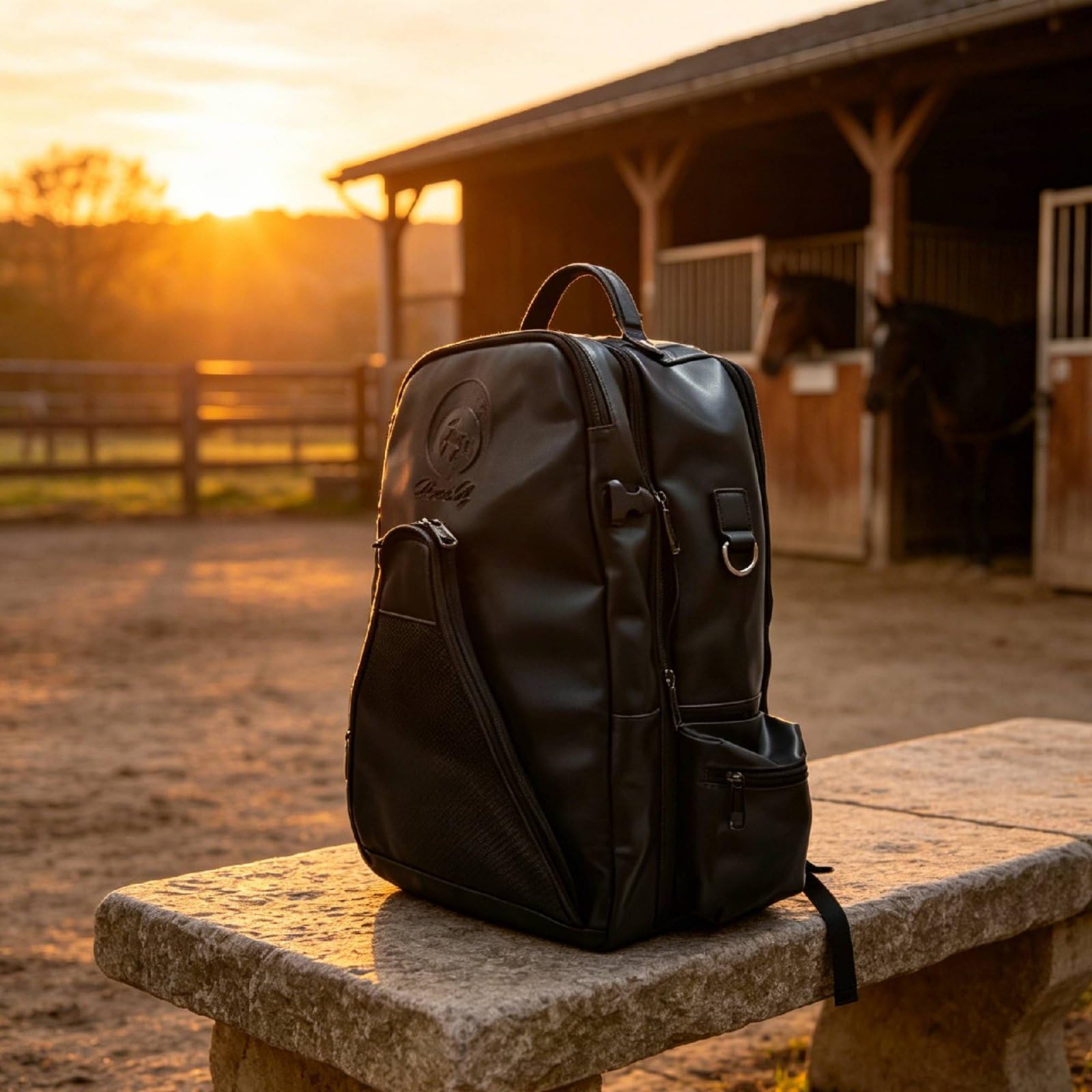 Zaino Equestre Borsa Attrezzatura Cavallo Sacca Casco Zainetto Stivali con Tasca Casco Modellata E Scomparto Stivali Ventilato Materiali Resistenti