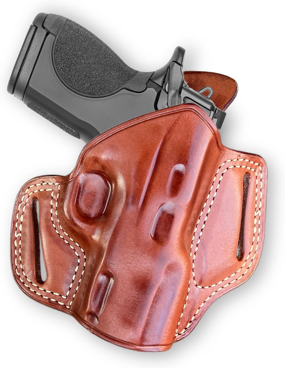 Masc Premium Leather Pancake OWB Holster with Sweat Guard On The Back, CSX Micro Compact 3.1-inch, Right Hand Draw, Brown #1620#