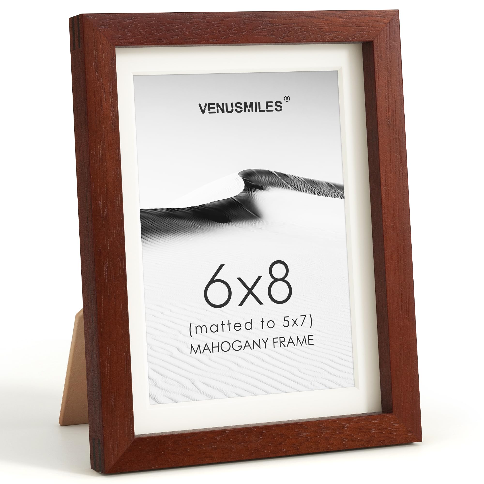 6x8 Picture Frame, USA-Sourced Natural Mahogany Wood Photo Collage Frame