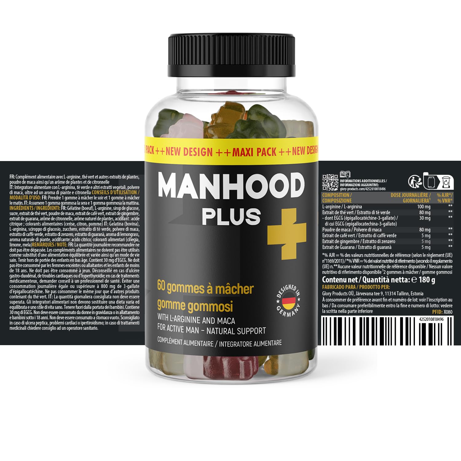 Manhood Plus Gommes | Formule naturelle pour la virilité masculine | Facile à utiliser | 60 gommes (2)