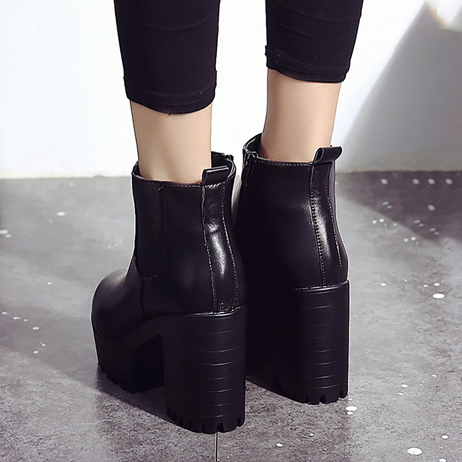 Botas De Mujer Tacón Cuadrado Suela De Plataforma Para Moda Altura Del Muslo Botines Gruesos Diseño Elegante