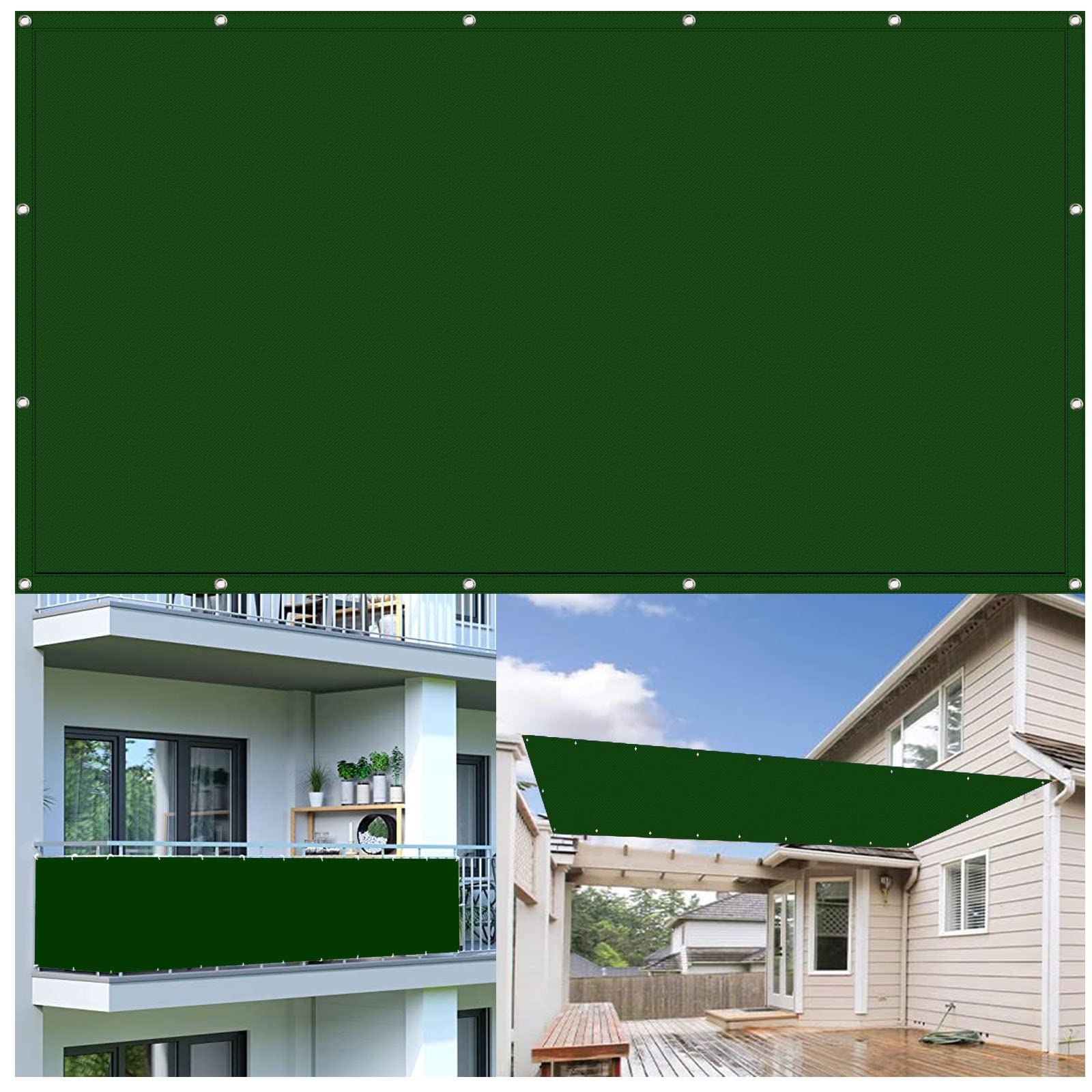KLGFBDC Waterproof UV Protection Sun Shade Sail 1.6 x 2.6 m for Balcony Patio Camping & PergolaDark Green Outdoor Canopy with Wind Resistance