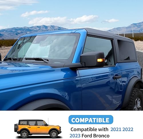 Miniatura 7 de Cubierta de lámpara de señal de giro para espejo lateral compatible con Ford Bronco 2021 2022 2023 (negro ahumado)