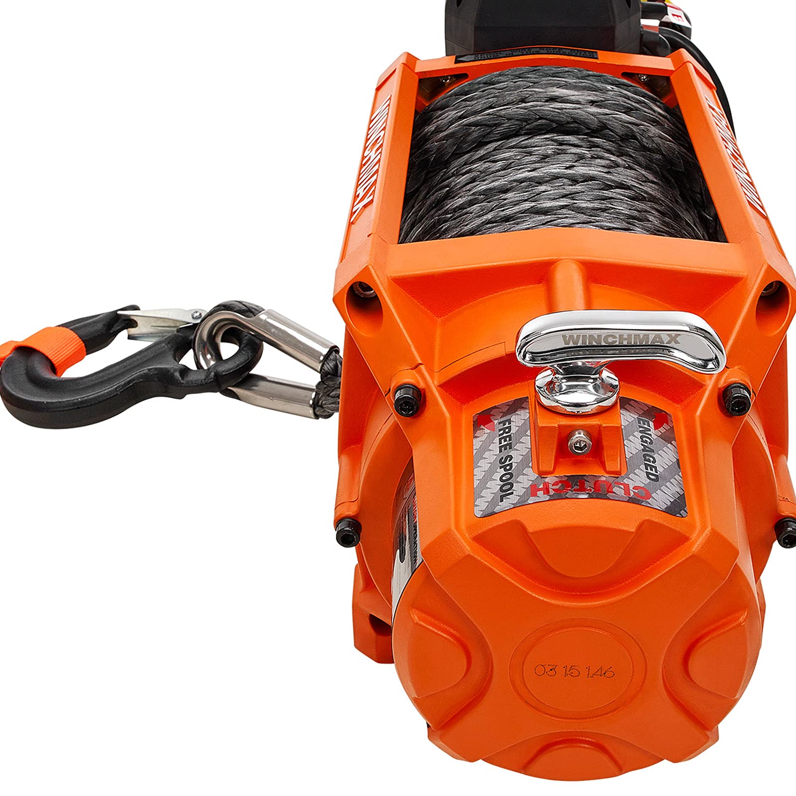 Winchmax 17500lb / 7938kg verricello Elettrico Originale Arancione 12v, 26m x 13mm Dyneema SK75 Multi-trefolo Sintetico. Gancio da Competizione. Telecomando Senza Fili